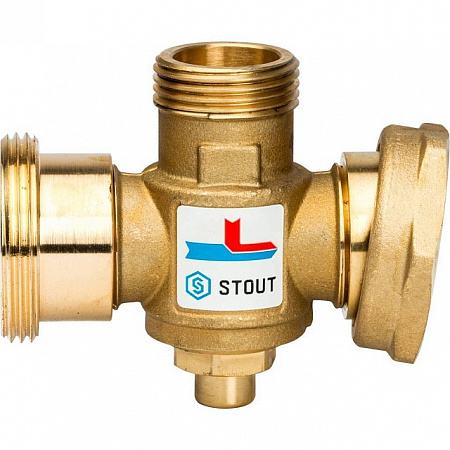 Клапан трехходовой термостатический смесительный STOUT 11/2&quot; Н-11/2&quot; В-1&quot; В (70°С)