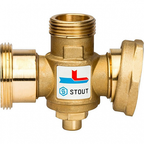 Клапан трехходовой термостатический смесительный STOUT 11/2&amp;quot; Н-11/2&amp;quot; В-1&amp;quot; В (70°С)