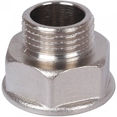 Удлинитель шестигранный резьбовой латунный STOUT никель 1/2&quot;x3/4&quot; ВН
