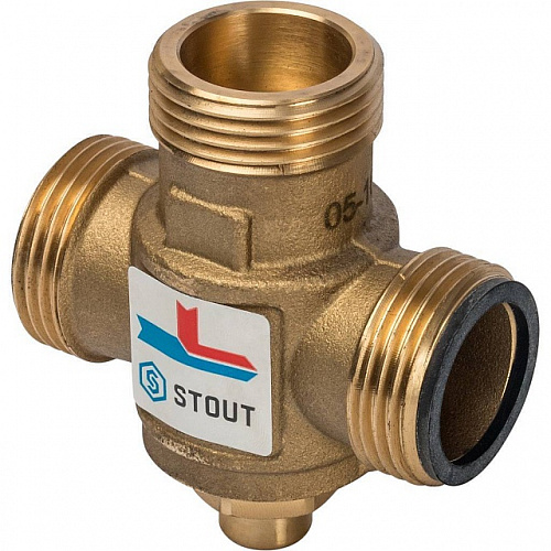 Клапан трехходовой термостатический смесительный STOUT 1&amp;quot; Н-11/2&amp;quot; В-1&amp;quot; Н (70°С)