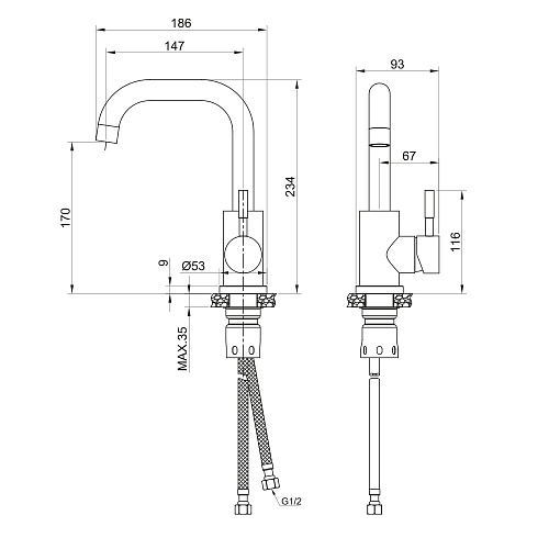 Смеситель для кухни OLIVE'S BALEAR 13105BL нержавеющая сталь, нержавеющая сталь, уп. (10 шт)