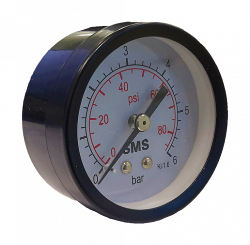 Манометр аксиальный SMS-335G-6 Ø50-1/4&amp;quot;, 6 бар, горизонтальное подключение (05338)