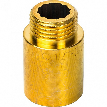 Удлинитель резьбовой латунный STOUT без покрытия 1/2&quot;x30мм ВН