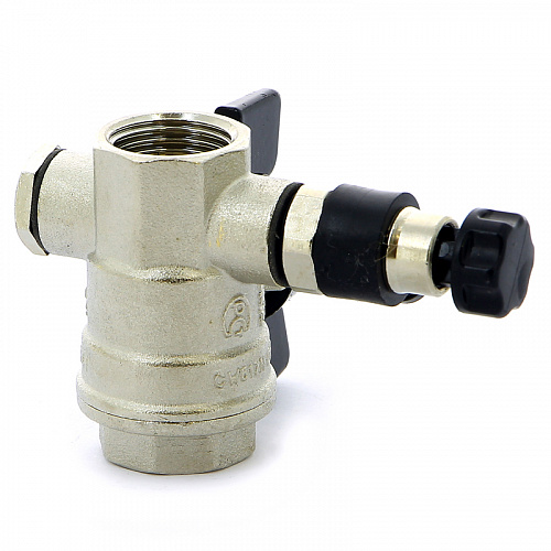 Кран шаровой BUGATTI OREGON 332 бабочка 1/2&amp;quot; ВВ, с дренажем и воздухоотводчиком