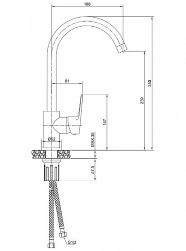 Смеситель для кухни OLIVE'S TIESO 26430TS хром, латунь, уп. (10 шт)