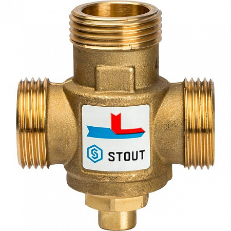 Клапан трехходовой термостатический смесительный STOUT 1&quot; Н-11/2&quot; В-1&quot; Н (60°С)
