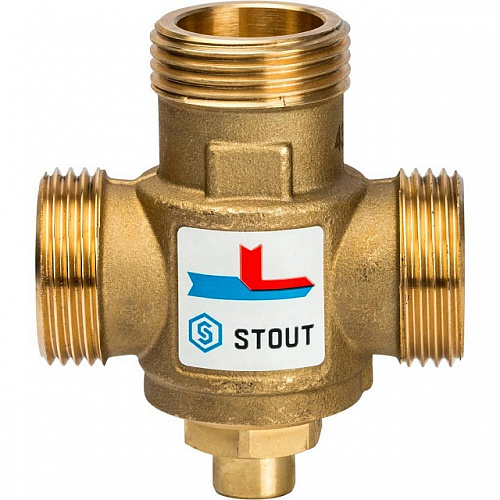 Клапан трехходовой термостатический смесительный STOUT 1&amp;quot; Н-11/2&amp;quot; В-1&amp;quot; Н (60°С)