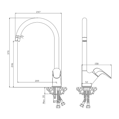 Смеситель для кухни OLIVE'S CASTILLA 07431CS хром, латунь, уп. (10 шт)