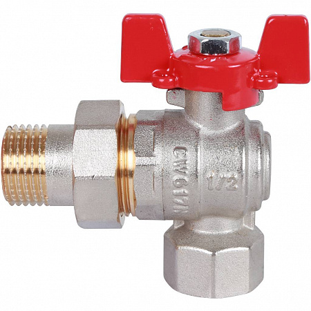 Кран шаровой с американкой угловой ROMMER бабочка 1/2&quot; ВН