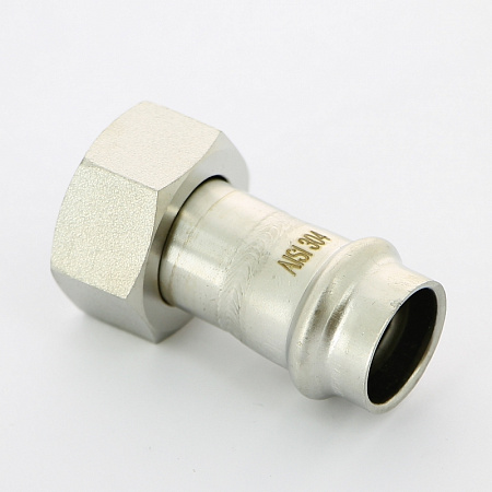 НП Муфта с накидной гайкой пресс из нержавейки UNI-FITT фитинг Ø18x3/4&quot; НГ