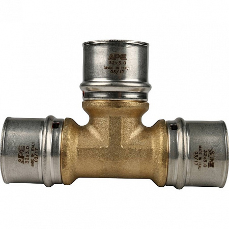 МП Тройник равнопроходный пресс для металлопласта STOUT Ø32х32х32
