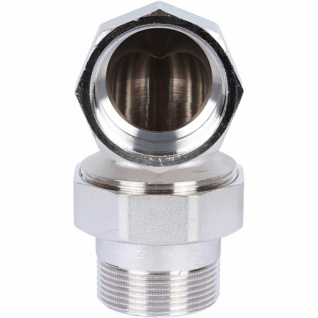 Американка УГЛОВАЯ резьбовая латунная (с прокладкой o-ring) STOUT никель 11/2&quot; ВН