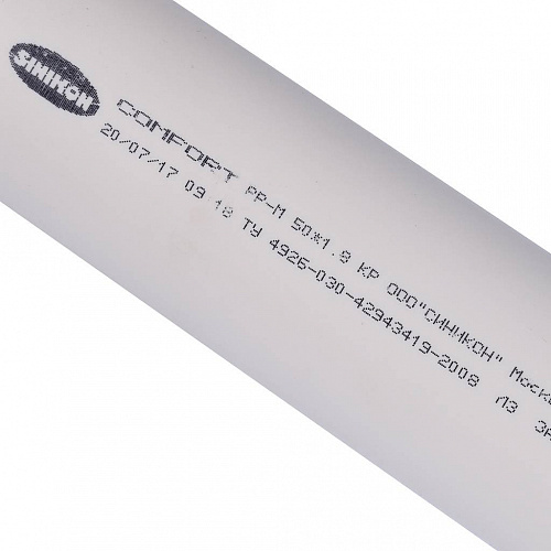 ПВХ Труба канализационная SINIKON КОМФОРТ ПЛЮС белая Ø50х1000мм