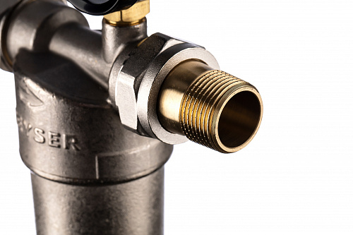 Фильтр промывной с манометром ГЕЙЗЕР БАСТИОН 122 Ø60 никель 3/4&amp;quot; АМ-АМ, 90 мкм, латунная колба