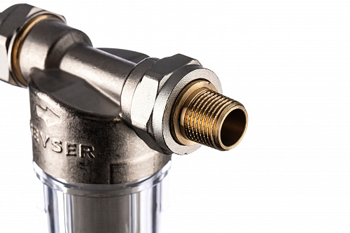 Фильтр промывной ГЕЙЗЕР БАСТИОН 111 Ø60 никель 1/2&amp;quot; АМ-АМ, 90 мкм, пластиковая колба