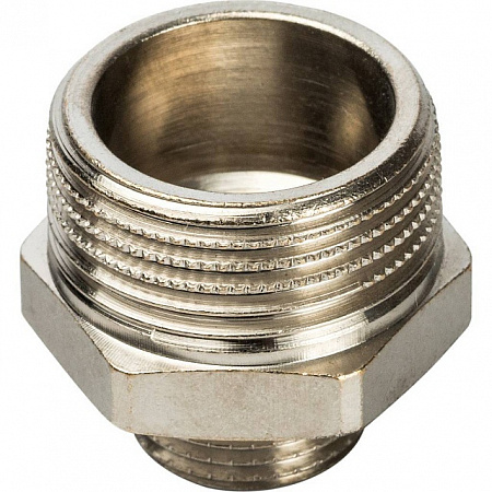 Ниппель переходной резьбовой латунный STOUT никель 3/4&quot;x3/8&quot; Н