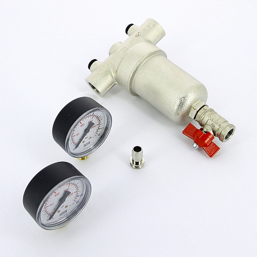 Фильтр промывной два манометра ITAP 189 никель 1/2&amp;quot; ВР-ВР, 300 мкм, латунная колба (27641)