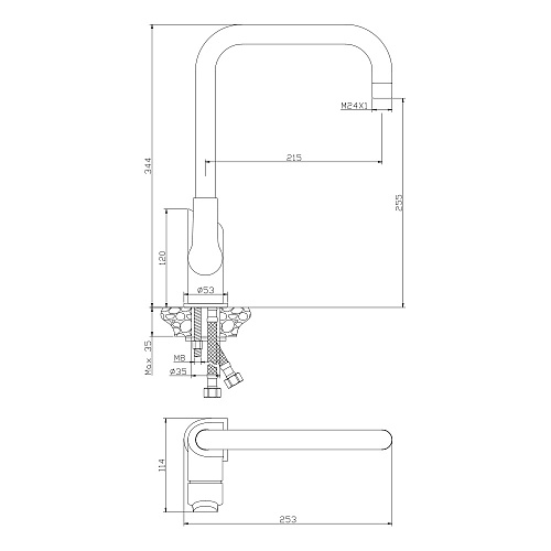 Смеситель для кухни OLIVE'S SEVILLA 20432SV хром, латунь, упак (10 шт.)