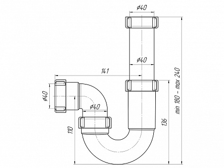 АНИПЛАСТ Сифон 11/2&quot;х40 прямоточный без выпуска