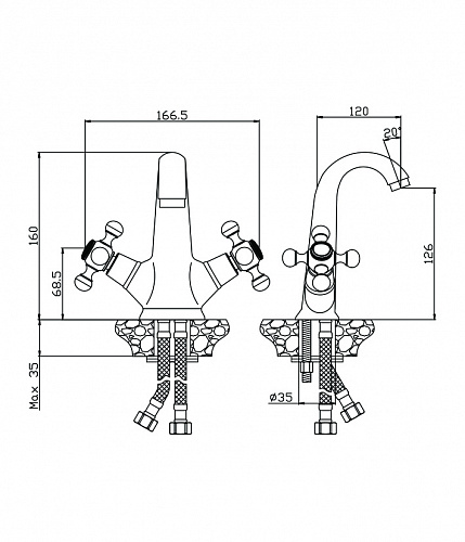 Смеситель для раковины OLIVE'S GIRONA 01100GR хром, латунь, упак. (8 шт)