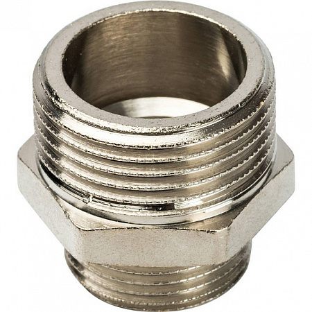 Ниппель переходной резьбовой латунный STOUT никель 1&quot;x3/4&quot; Н