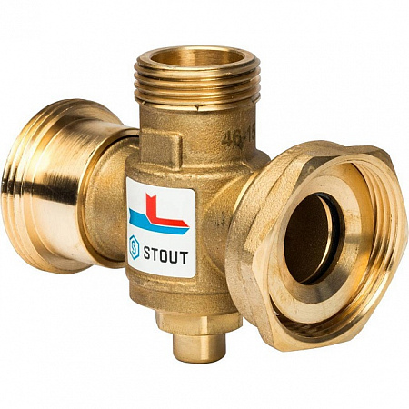 Клапан трехходовой термостатический смесительный STOUT 11/2&quot; Н-11/2&quot; В-1&quot; В (70°С)