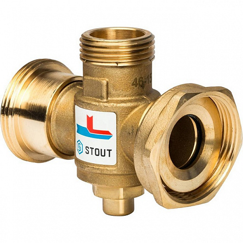 Клапан трехходовой термостатический смесительный STOUT 11/2&amp;quot; Н-11/2&amp;quot; В-1&amp;quot; В (70°С)