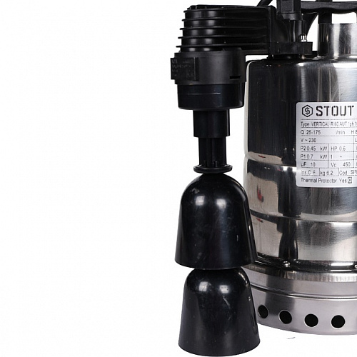 Насос дренажный STOUT SPD-0003-200450 с вертик. поплавком (кабель 10 м, 230V, Q=175 л/мин, H=10 м)