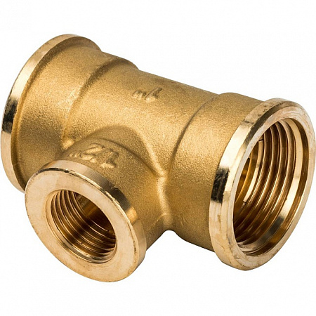 Тройник переходной латунный STOUT без покрытия 1&quot;x1/2&quot;x1&quot; В