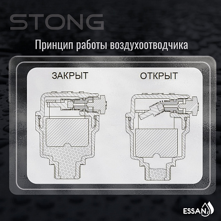 Воздухоотводчик автоматический прямой ESSAN STONG нержавейка 1/2&quot;, с боковым клапаном (100)