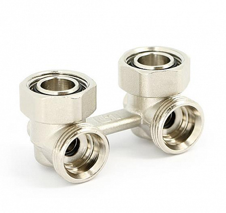 Узел-мультифлекс нижней подводки UNI-FITT угловой, Н-образный, 3/4&quot;х3/4&quot;ЕК, со встроенными вентилями