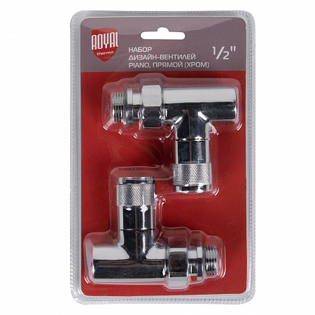 Набор дизайн-вентилей ROYAL THERMO PIANO 1/2&quot; прямой, хром (НС-1161360)