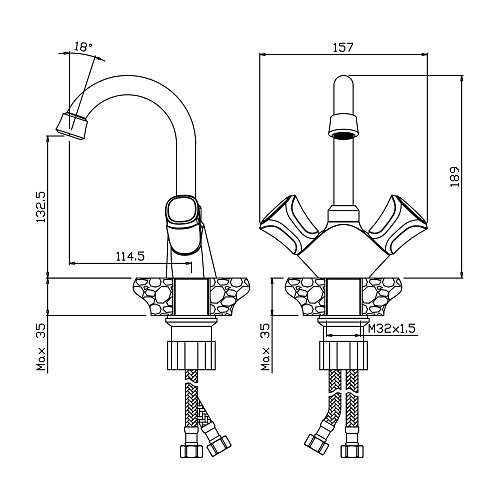Смеситель для раковины OLIVE'S VASCO 27110VS хром, латунь, уп. (10 шт)
