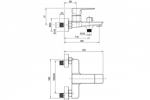 Смеситель для ванны OLIVE'S NAVARRA 25201NRGM оружейная сталь, латунь, уп. (8 шт)
