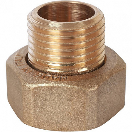 Штуцер с накидной гайкой резьбовой латунный STOUT без покрытия 1/2&quot;х3/4&quot; Н