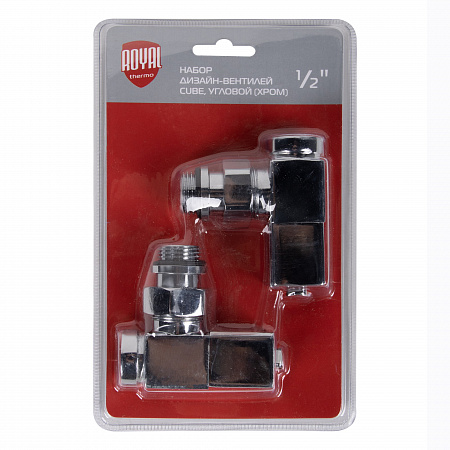 Набор дизайн-вентилей ROYAL THERMO CUBE 1/2&quot; угловой, хром (НС-1193191)