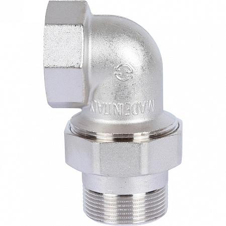 Американка УГЛОВАЯ резьбовая латунная (с прокладкой o-ring) STOUT никель 11/2&quot; ВН