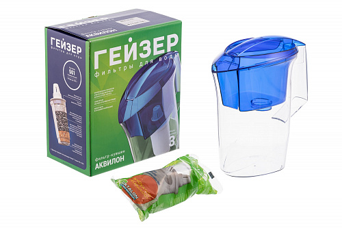 Фильтр-кувшин ГЕЙЗЕР АКВИЛОН 3,0 л, синий/зел./красный/сиреневый/оранж, модуль 501