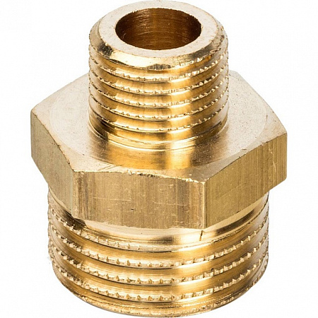 Ниппель переходной резьбовой латунный STOUT без покрытия 1/2&quot;x1/4&quot; Н