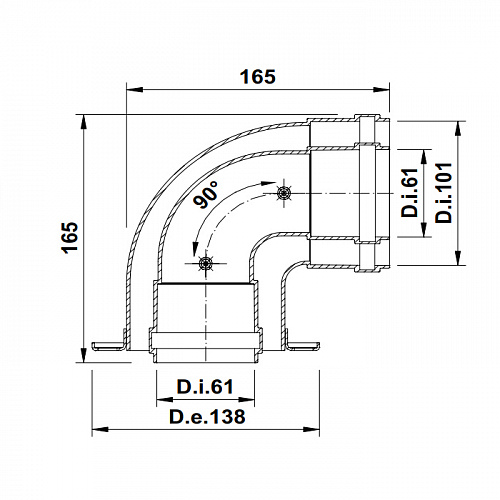 Угол стартовый TERMICA COCA22 Ø60/100 (BOSCH/BUDERUS/OLICAL/PROTHERM/SIME)
