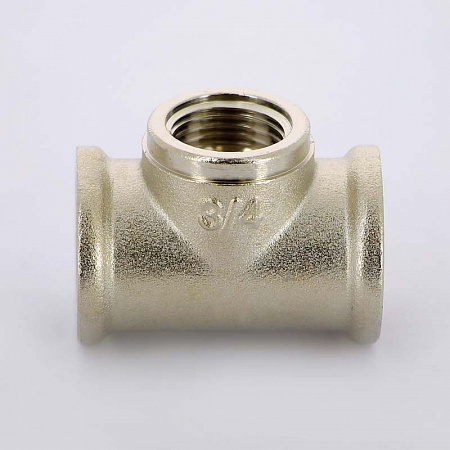Тройник переходной резьбовой латунный UNI-FITT никель 3/4&quot;х1/2&quot;х3/4&quot; В