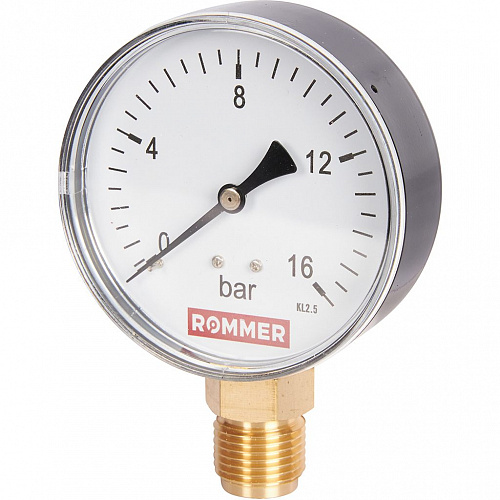 Манометр радиальный. Корпус Dn 80 мм 1/2 , 0...16 бар, кл.2.5 ROMMER