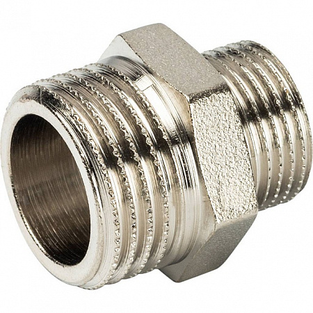 Ниппель переходной резьбовой латунный STOUT никель 1/2&quot;x3/8&quot; Н