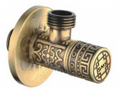 Кран шаровой потребительный угловой SMS-6006/3 круглый 1/2&amp;quot;х1/2&amp;quot; НН, бронза
