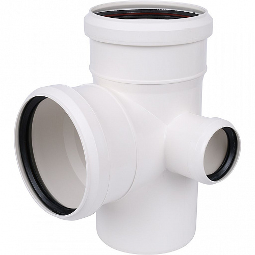 ПВХ Крестовина двухплоскостная SINIKON КОМФОРТ ПЛЮС белая Ø110х110х50х90°, правая