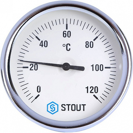 SIM-0003-805015 STOUT Термометр биметаллический с погружной гильзой. Корпус Dn 80 мм, гильза 50 мм, 