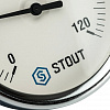 Термометр биметаллический погружной STOUT Ø80-1/2&amp;quot;, гильза 50 мм, +120°C