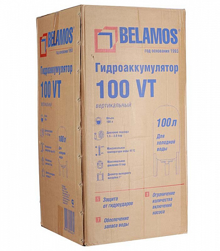 Гидроаккумулятор для воды BELAMOS 100VT вертикальный 100 л, 1&amp;quot; Н, синий