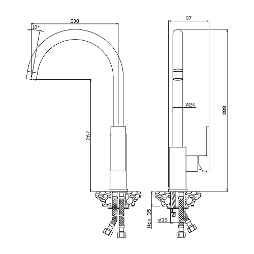 Смеситель для кухни OLIVE'S GRANADA 05430GN хром, латунь, уп. (10 шт)