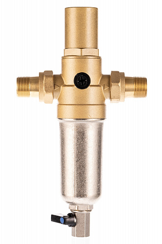 Фильтр промывной с гасителем ГЕЙЗЕР БАСТИОН Ø60 без покрытия 3/4&amp;quot; АМ-АМ, 90 мкм, латунная колба